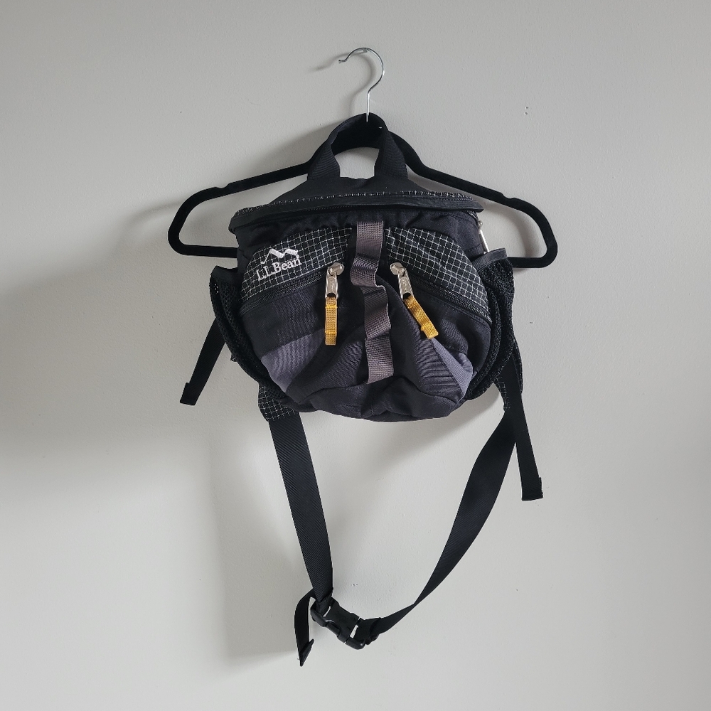 Vintage 90s L.L. Bean Waist Pack Crossbody Bag Hiking Pack Black and Yellow